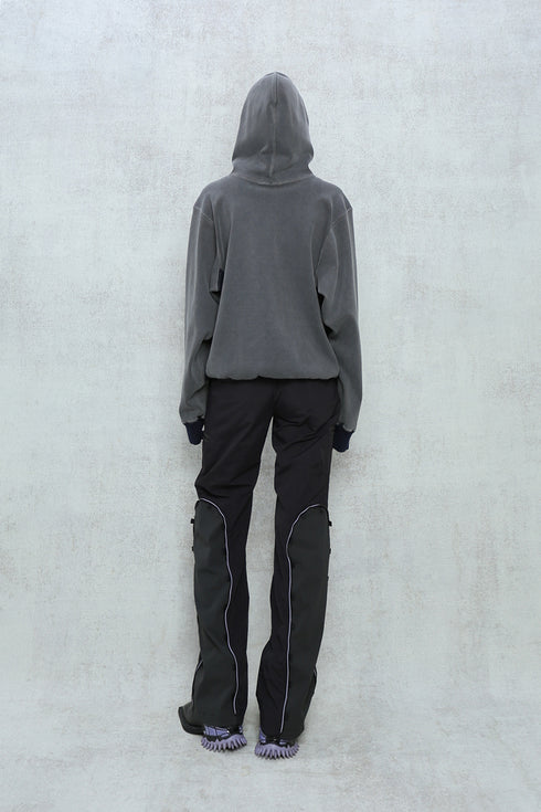 WASHED EMBROIDERY LOGO HOODIE -DARK GRAY-